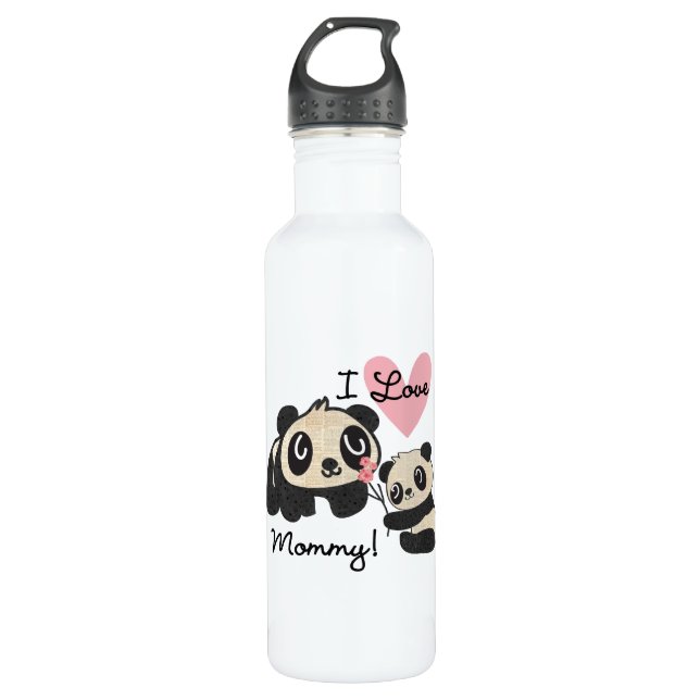 Pandas I Love Mommy Water Bottle (Front)