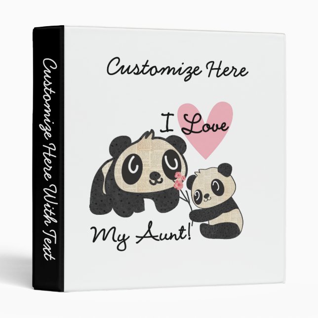 Pandas I Love My Aunt 3 Ring Binder (Front/Spine)