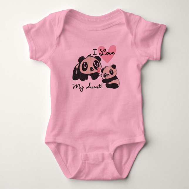 Pandas I Love My Aunt Baby Bodysuit (Front)