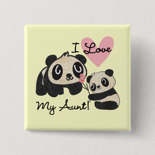 Pandas I Love My Aunt Button