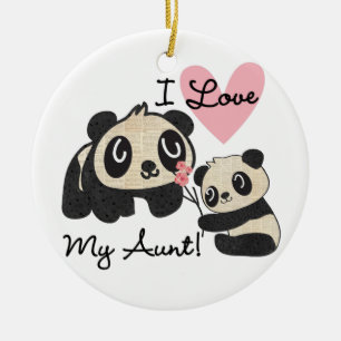 Pandas I Love My Aunt Ceramic Ornament