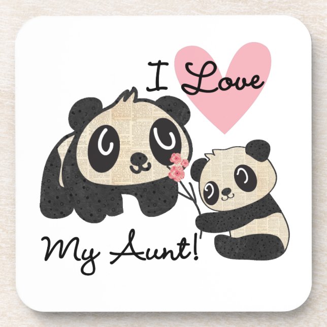 Pandas I Love My Aunt Drink Coaster (Front)