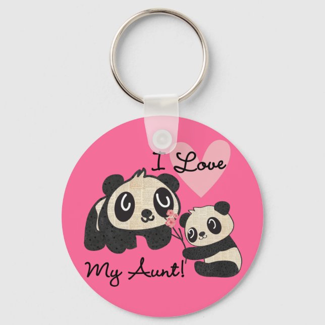 Pandas I Love My Aunt Keychain (Front)