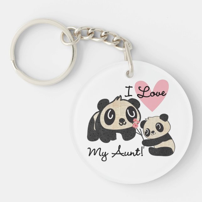 Pandas I Love My Aunt Keychain (Front)