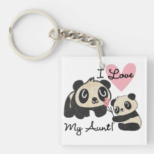 Pandas I Love My Aunt Keychain