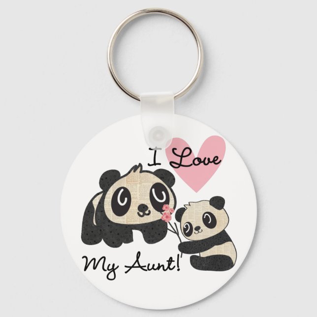 Pandas I Love My Aunt Keychain (Front)
