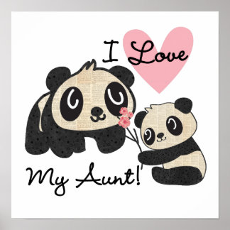 Pandas I Love My Aunt Poster