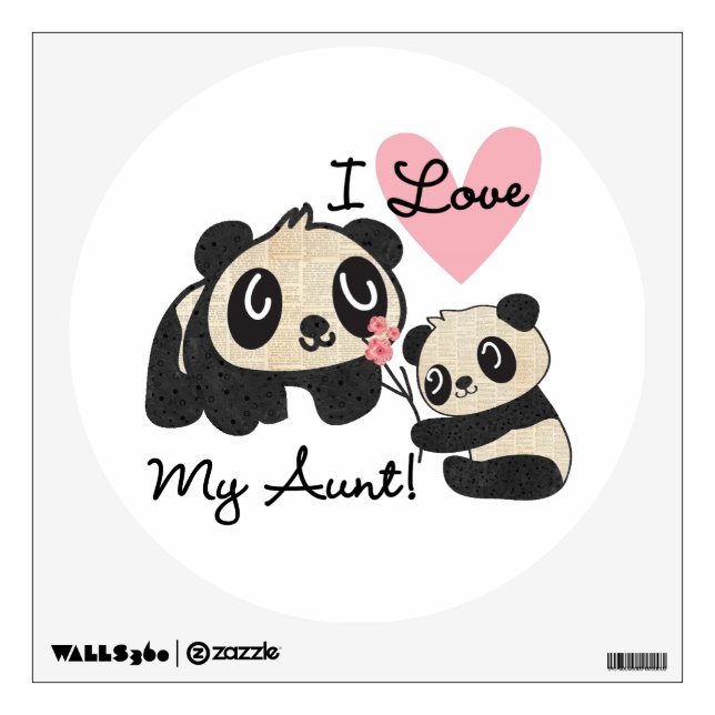 Pandas I Love My Aunt Wall Sticker (Front)