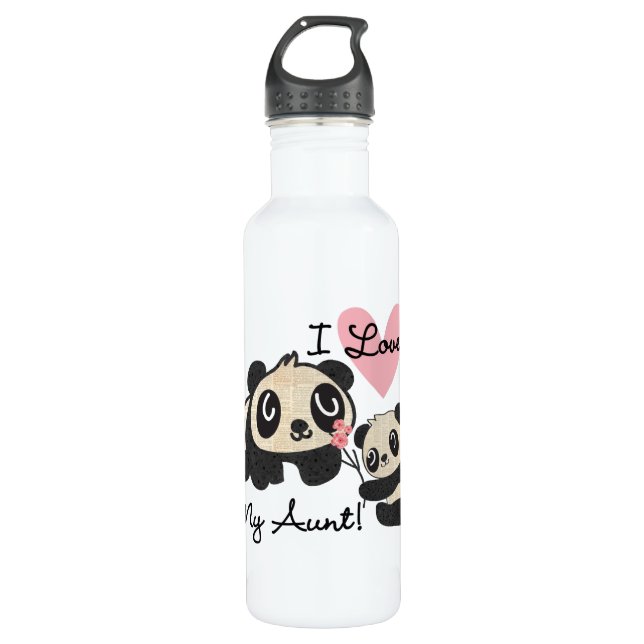 Pandas I Love My Aunt Water Bottle (Front)