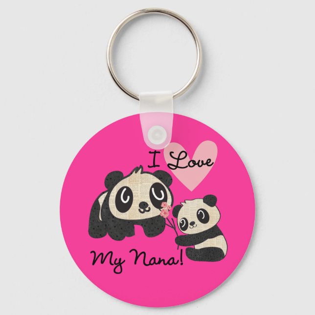 Pandas I Love My Nana Keychain (Front)