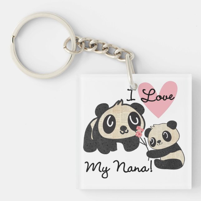 Pandas I Love My Nana Keychain (Front)