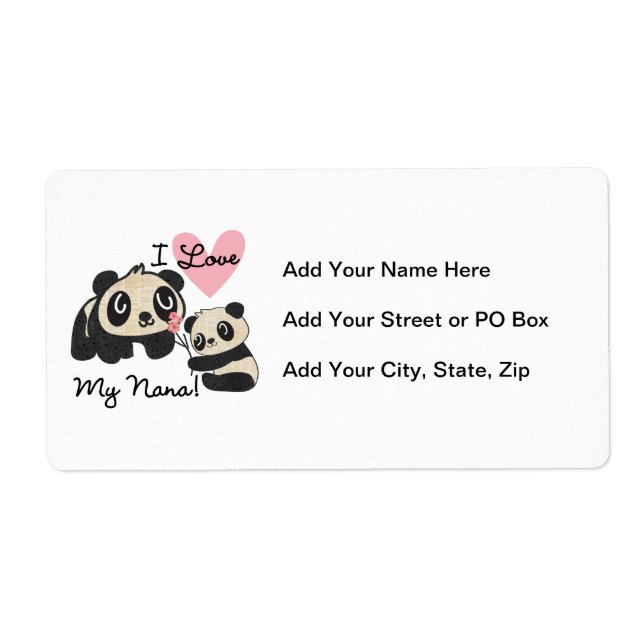 Pandas I Love My Nana Label (Front)