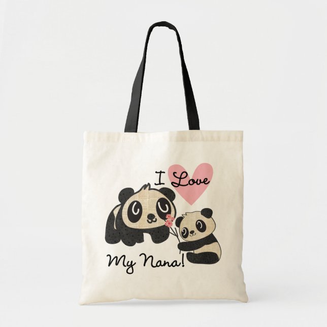 Pandas I Love My Nana Tote Bag (Front)