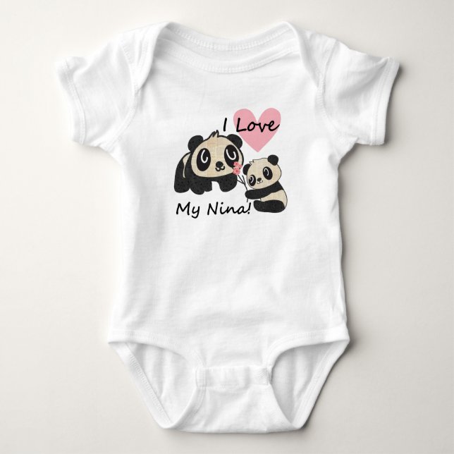 Pandas I Love My Nina Baby Bodysuit (Front)