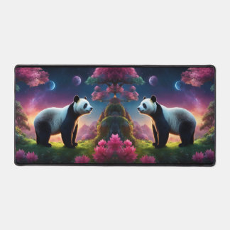 Pandas in a Fantasy Garden Desk Mat