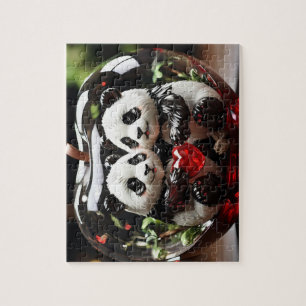 Pandas in Glass Heart Jigsaw Puzzle