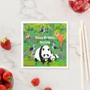 Pandas Lady Amherst's Pheasants Red Pandas Bamboo Napkins