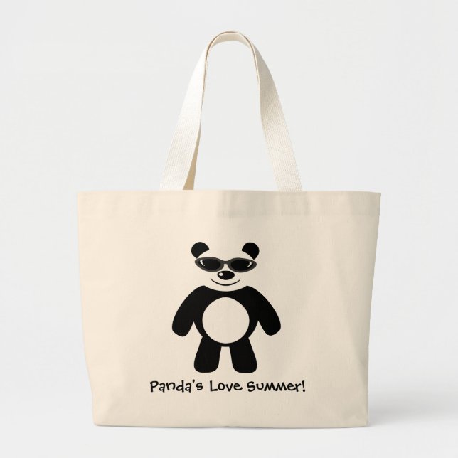 Panda's Love Summer! Large Tote Bag (Front)