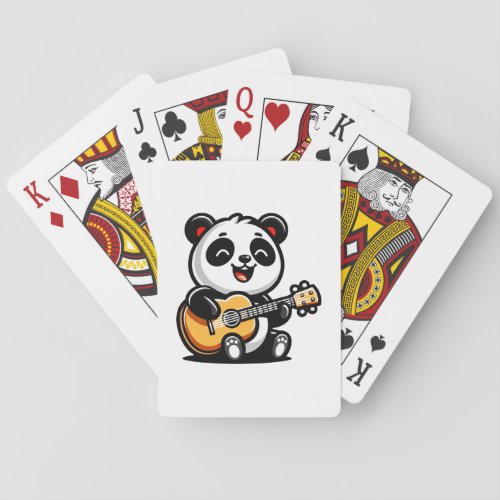 Pandas Melodic Serenade _ Acoustic Guitar Art Poker Cards