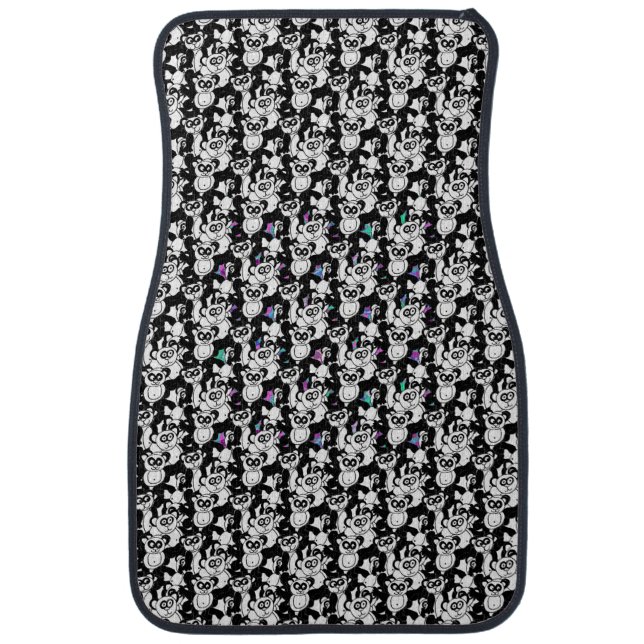 Pandas on purple car floor mat (Front)