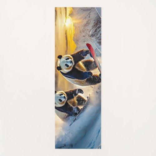 Pandas On Snowboards Design by Rich AMeN Gill Yoga Mat