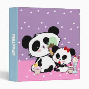 pandas "panda bears" "panda bear baby" "kawaii pan 3 ring binder