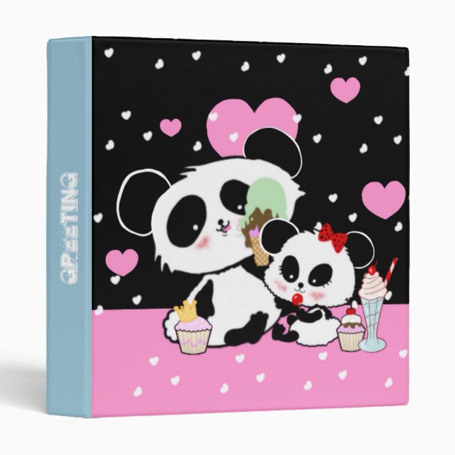 pandas "panda bears" "panda bear baby" "kawaii pan binder (Front/Spine)