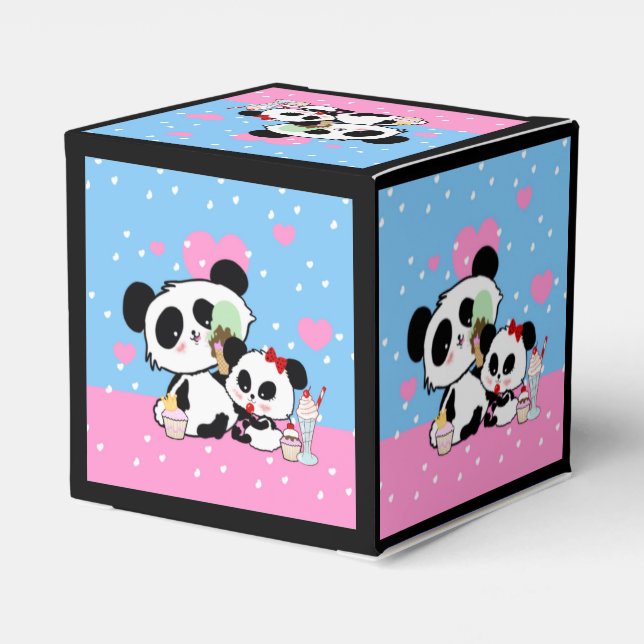 pandas "panda bears" "panda bear baby" "kawaii pan favor boxes (Back Side)