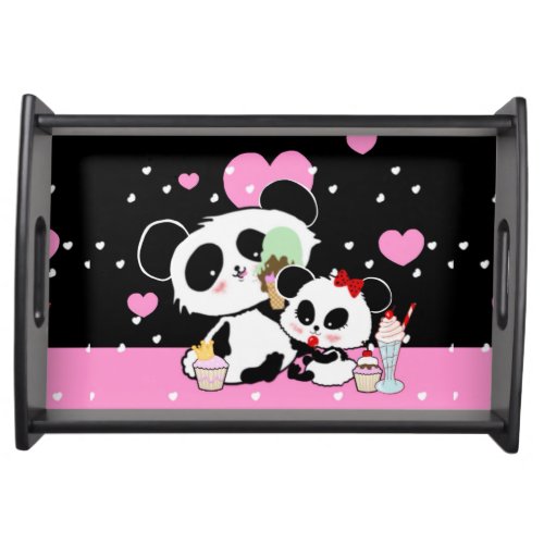 pandas panda bears panda bear baby kawaii pan serving tray