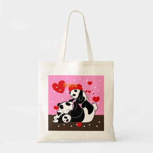 pandas panda bears panda bear baby kawaii pan tote bag