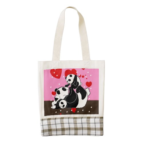 pandas panda bears panda bear baby kawaii pan zazzle HEART tote bag