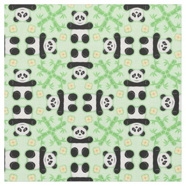 Pandas, Pandas Pattern Fabric (Close Up)