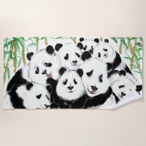 Pandas _ Pandemic _ Big Hugs Beach Towel