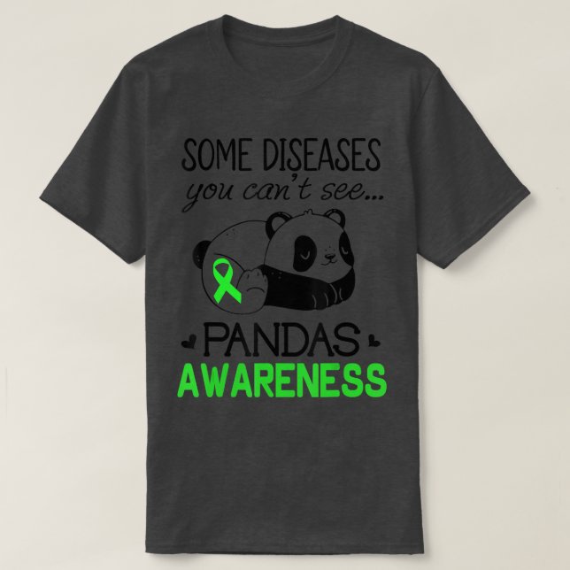 Pandas Pans Awareness Shirt Green Ribbon Pans Dise (Design Front)