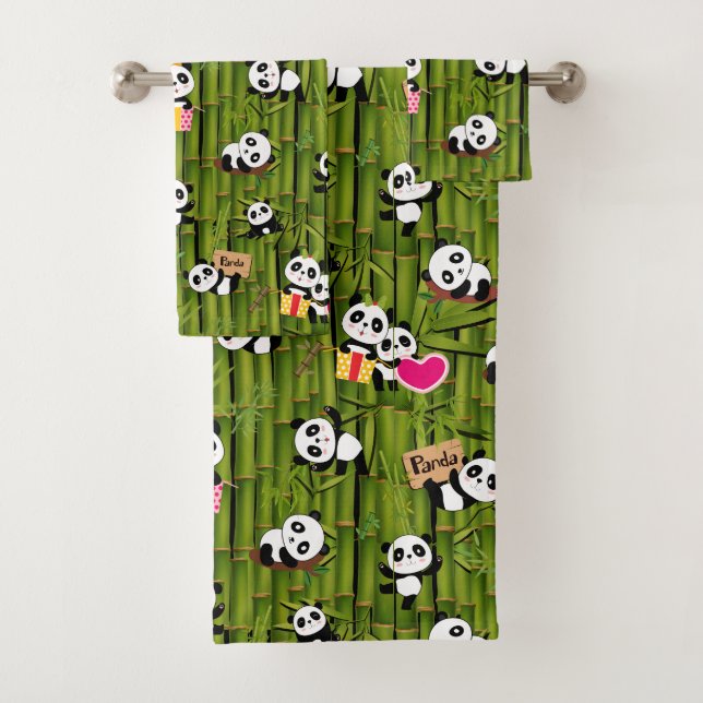 Panda's Pattern 2 Bath Towel Set (Insitu)