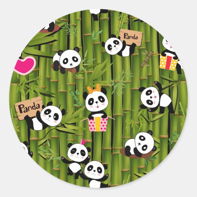Panda's Pattern 2 Classic Round Sticker (Front)