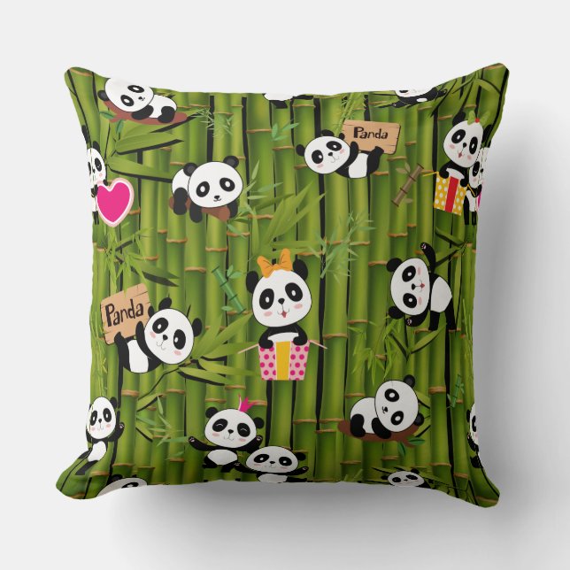 Panda's Pattern 2 Throw Pillow (Front)