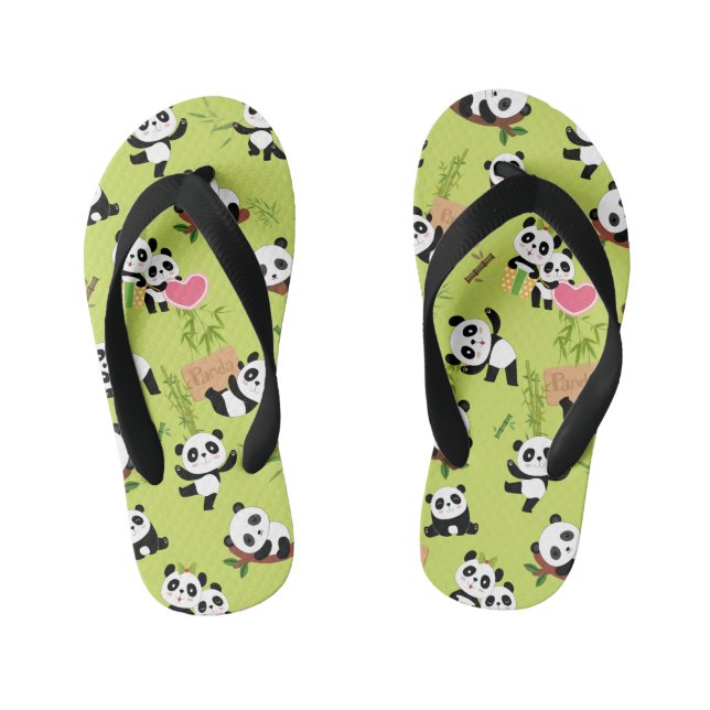 Panda's Pattern 3 Kid's Flip Flops (Footbed)