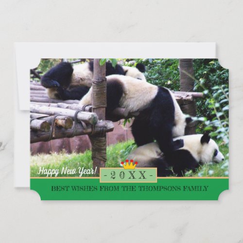 Pandas Playing  Happy New Year Card China