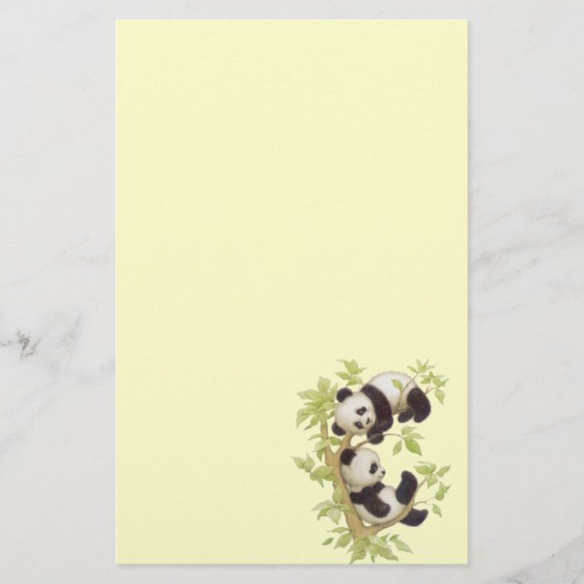 Panda's Playing in a Tree Stationery (Front)