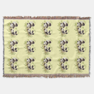 Panda's Playing in a Tree Throw Blanket