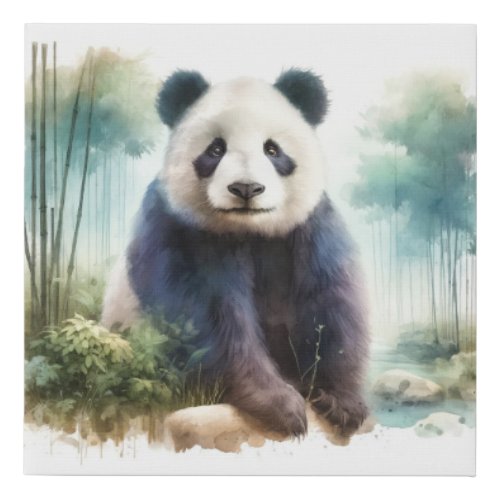 Pandas Poise REF131 _ Watercolor Faux Canvas Print