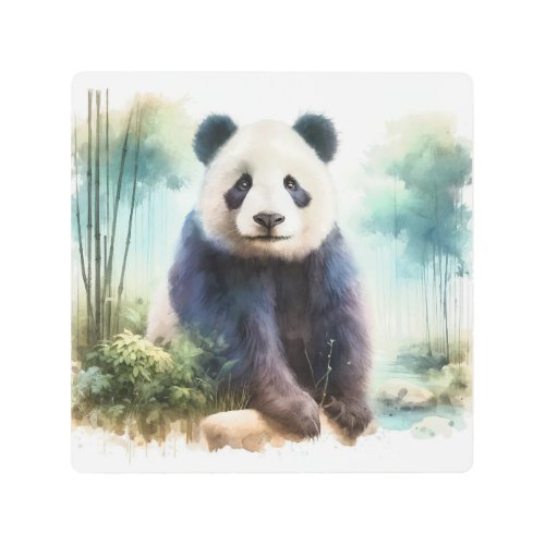 Pandas Poise REF131 _ Watercolor Metal Print
