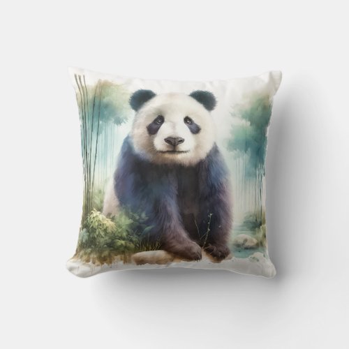 Pandas Poise REF131 _ Watercolor Throw Pillow