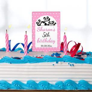 Pandas Polka Dot Birthday Party Cake Topper