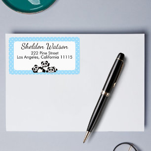 Pandas Polka Dot Return Address Label