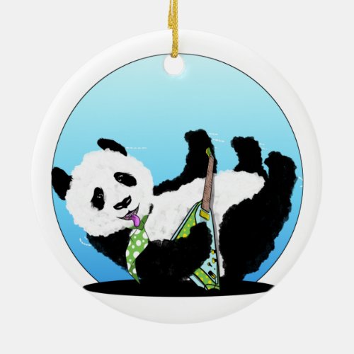 Pandas Rock Ceramic Ornament