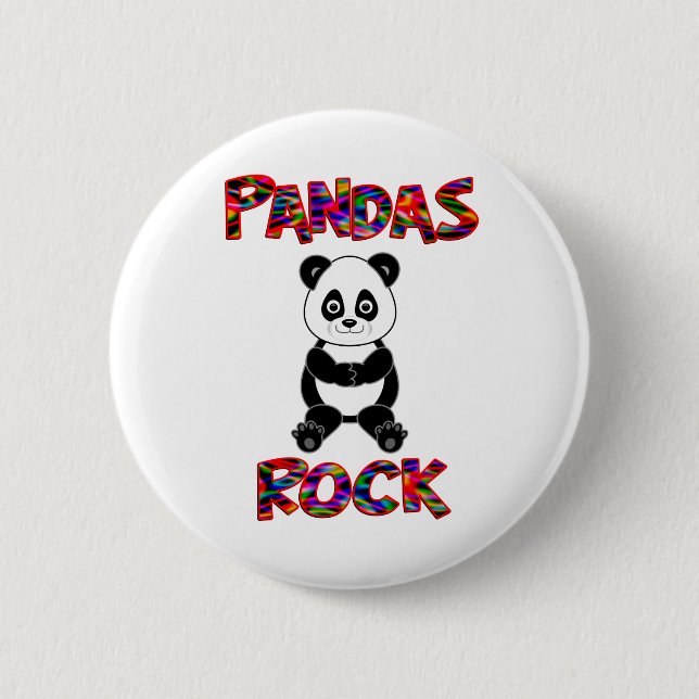 Pandas Rock Pinback Button (Front)