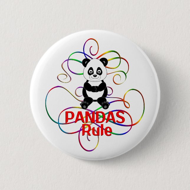Pandas Rule Pinback Button (Front)