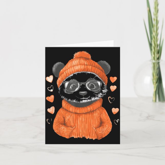 Pandas With Hearts Love Valentine's Day Women Hear Card (Front)